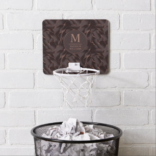 Chocolate Brown & Rose Gold Abstract Wave Pattern Mini Basketball Hoop
