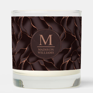 Chocolate Brown & Rose Gold Abstract Wave Pattern Scented Candle