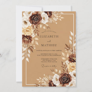 Chocolate Brown Rustic Harvest Wedding Invitation