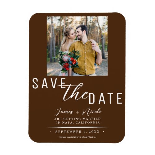 Chocolate Brown Save the Date Photo Wedding Magnet