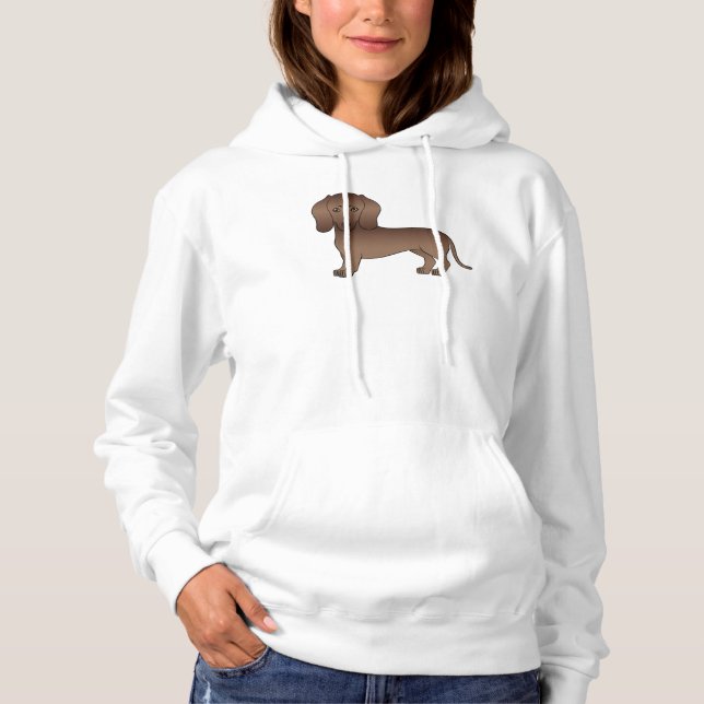 Chocolate Brown Short Hair Dachshund Dog Design Hoodie (Front)