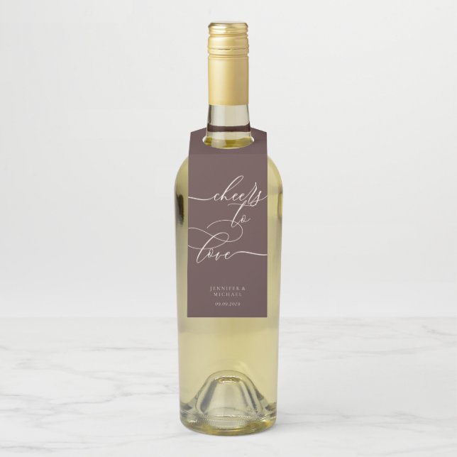Chocolate Brown Signature Party Celebration Bottle Hanger Tag (On Bottle)