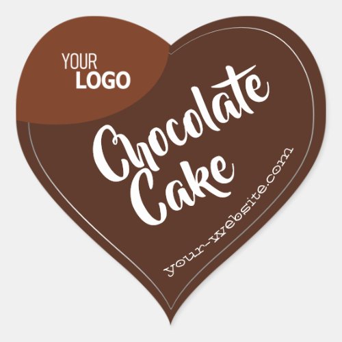 Chocolate Brown Silver Frame Logo Template Baking Heart Sticker