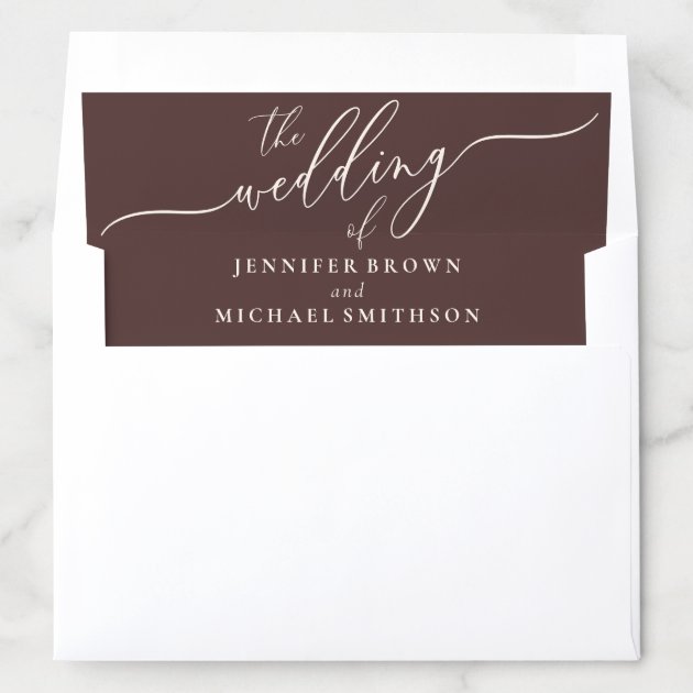 Chocolate Brown Simple Formal Wedding Envelope Liner