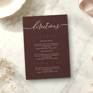 Chocolate Brown Simple Wedding Directions Enclosure Card