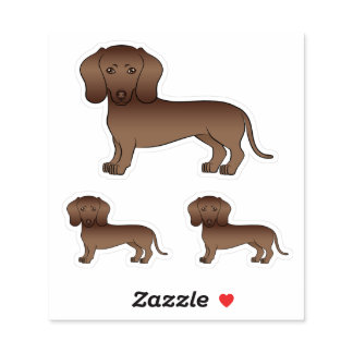 Chocolate Brown Smooth Hair Dachshund Cartoon Dog Sticker