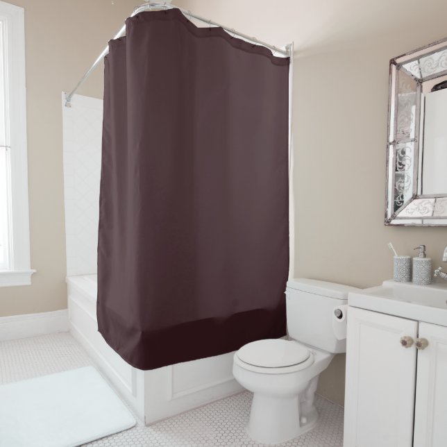 Chocolate Brown Solid Color Shower Curtain (In Situ)