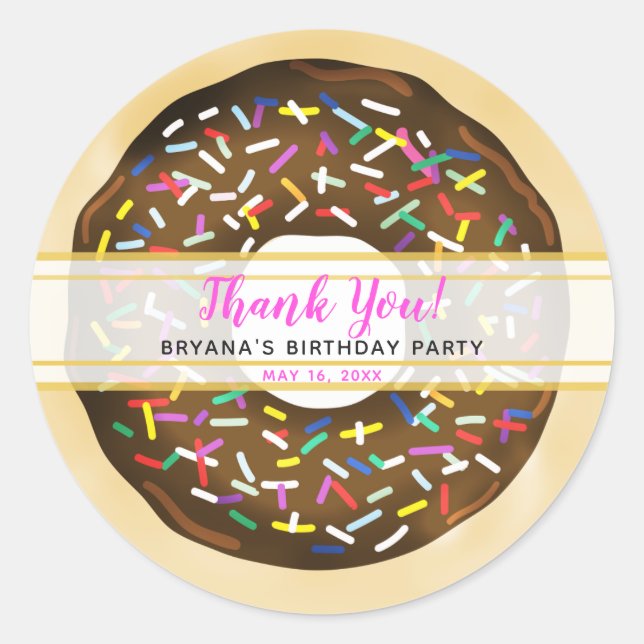 Chocolate Brown Sprinkle Donuts Birthday Party Classic Round Sticker (Front)