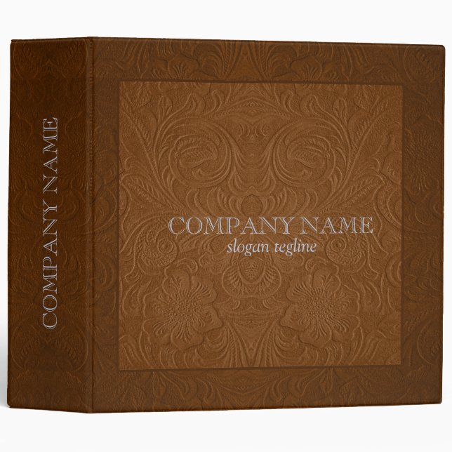 Chocolate Brown Suede Floral Leather Look Binder (Front/Spine)