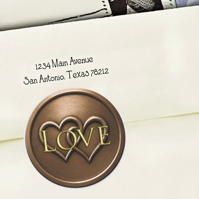Chocolate Brown Two Hearts Intertwined Wedding Classic Round Sticker (Creator Uploaded)