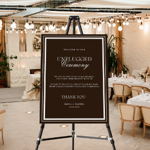 Chocolate Brown Unplugged Wedding Ceremony Sign