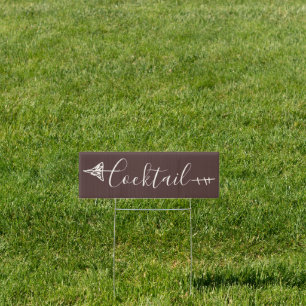 Chocolate Brown Way Arrow Direction cocktail Sign