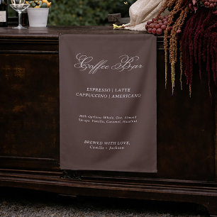 Chocolate Brown Wedding Coffee Bar Sign Fabric