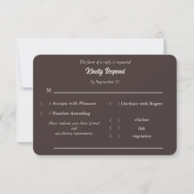 Chocolate Brown Wedding RSVP Meal Options