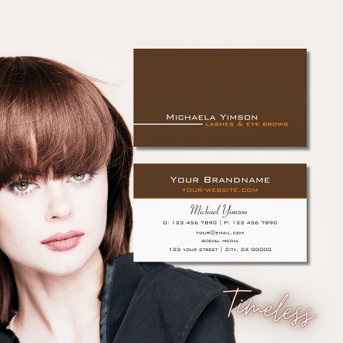 Chocolate Brown White Simple Modern Professional Business Card