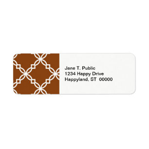 Chocolate Brown Wht Large Fancy Quatrefoil Pattern Label