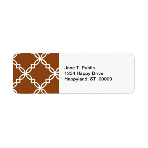 Chocolate Brown Wht Large Fancy Quatrefoil Pattern Label