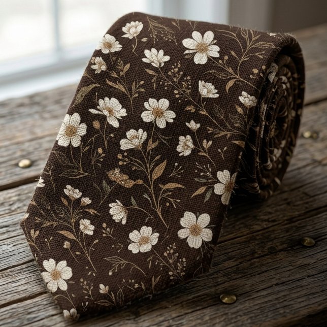 Chocolate Brown Wildflower  Neck Tie (Creator Uploaded)