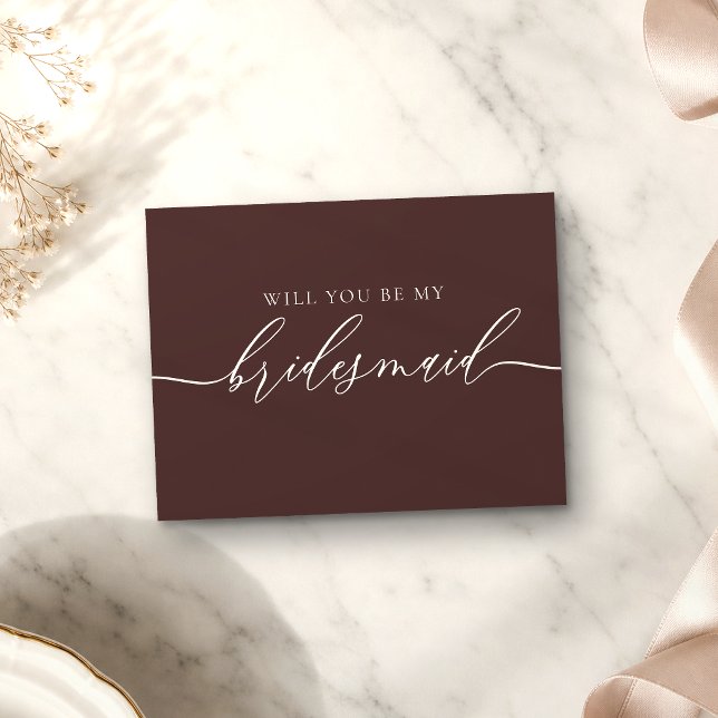 Chocolate Brown Will you Be My Bridesmaid Invitation Postcard (Creator Uploaded)