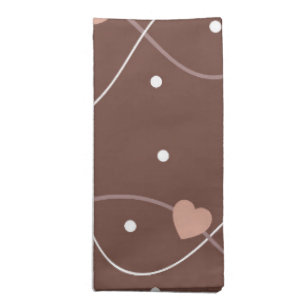 Chocolate Brown with Pink Hearts Pattern Cloth Napkin
