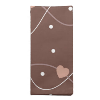 Chocolate Brown with Pink Hearts Pattern Cloth Napkin