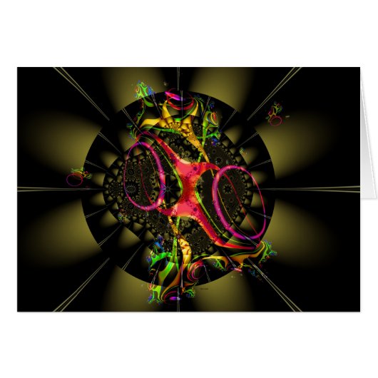 Chocolate Brown with Rainbow Fractal Art Design Cards (Front Horizontal)
