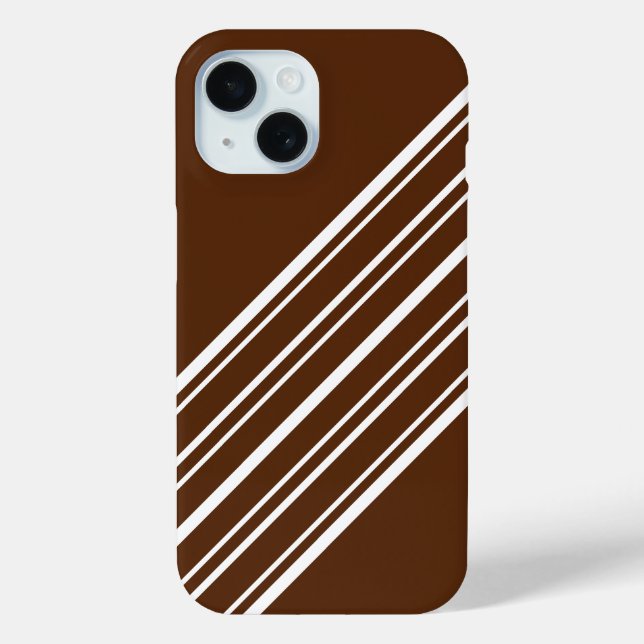 Chocolate Brown with White Stripes Case-Mate iPhone Case (Back)