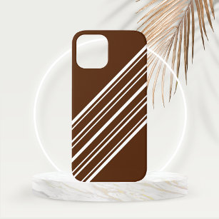 Chocolate Brown with White Stripes iPhone 12 Case