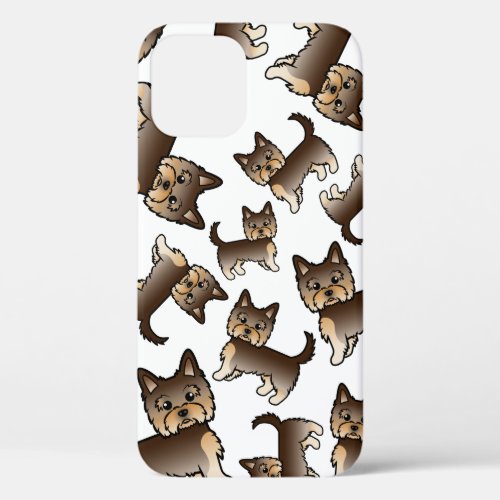 Chocolate Brown Yorkshire Terrier Dog Pattern iPhone 12 Case
