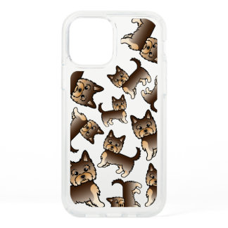 Chocolate Brown Yorkshire Terrier Dog Pattern Speck iPhone 12 Case