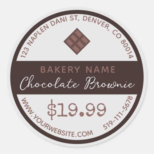 Chocolate Brownie Bakery Round Sticker