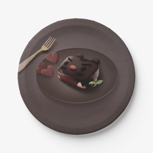 Chocolate Brownie Illustration Paper Plates