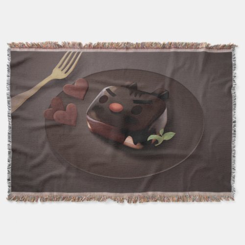 Chocolate Brownie Illustration Throw Blanket