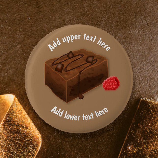 Chocolate Brownie Traybake - Choc Dessert slogan Button (Creator Uploaded)