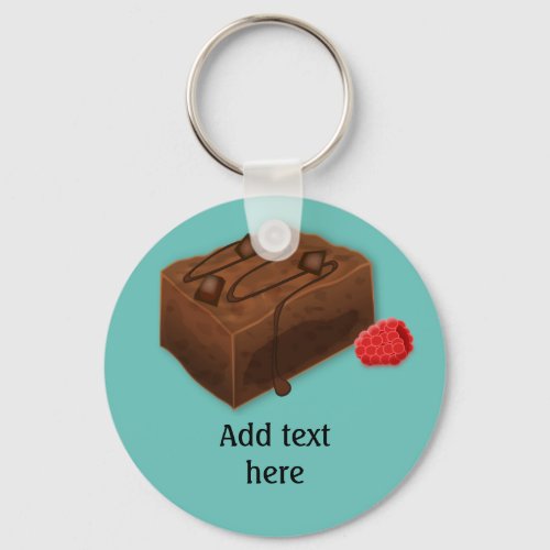Chocolate Brownie with Choc Chunks and Raspberry Keychain