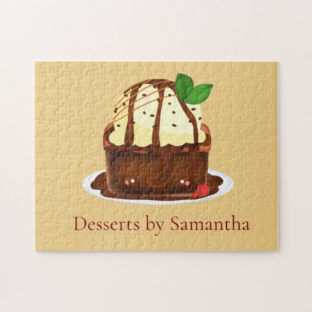 Chocolate Brownie With Vanilla Ice Cream Jigsaw Puzzle (Horizontal)