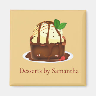 Chocolate Brownie With Vanilla Ice Cream Magnet