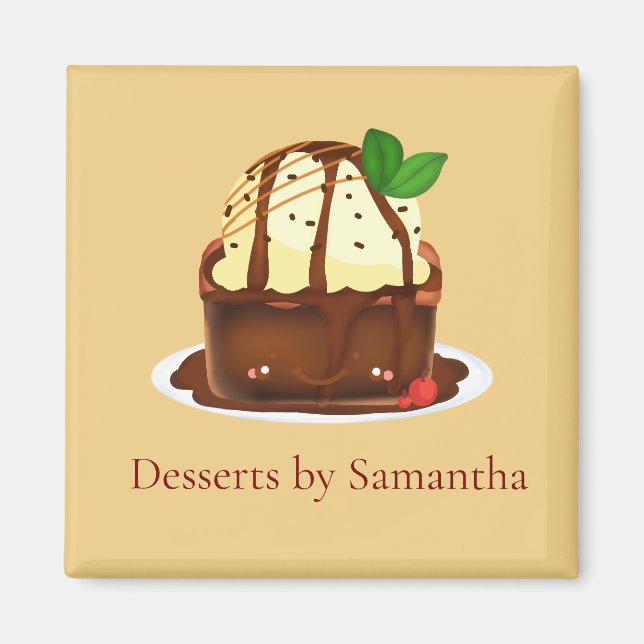 Chocolate Brownie With Vanilla Ice Cream Magnet (Front)
