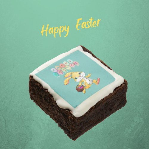Chocolate Brownies Easter Bunny and Eggs Colorful 