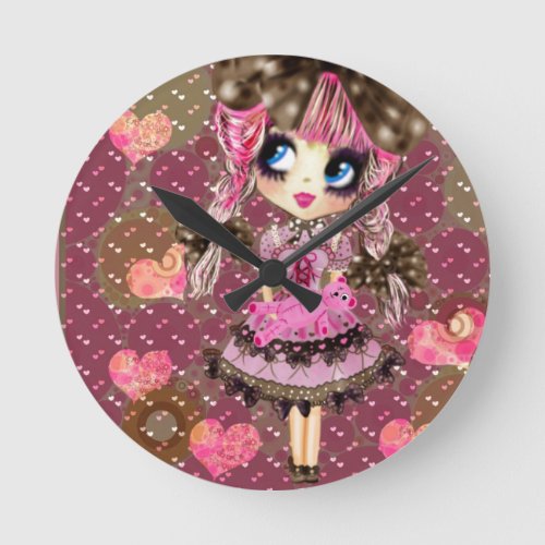 Chocolate Bubbles Kawaii Sweet Lolita PinkyP Round Clock