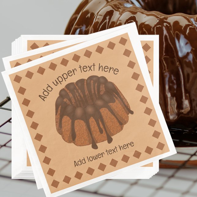 Chocolate Bundt Sponge Ring Shape Cake - own text Paper Dinner Napkins (Creator Uploaded)