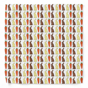 Chocolate Bunny Bunnies and Carrots Easter Candy Bandana