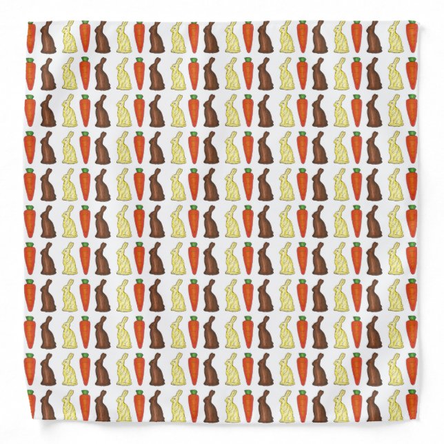 Chocolate Bunny Bunnies and Carrots Easter Candy Bandana (Front)