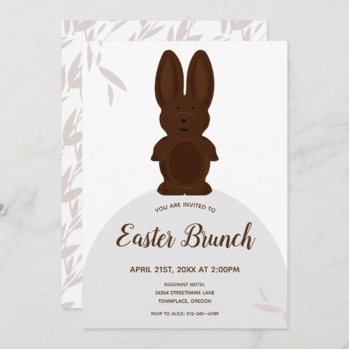 Chocolate Bunny Cartoon Easter Brunch Invitation