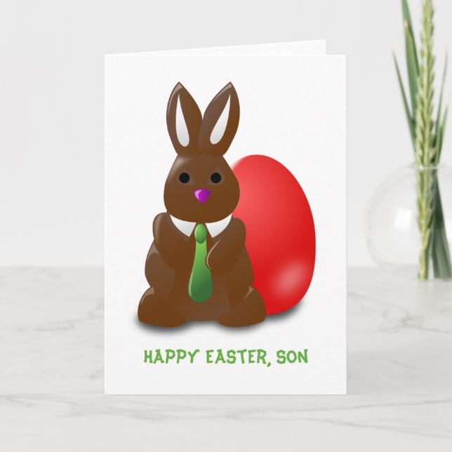 Chocolate Bunny Happy Easter Son Greeting Card (Front)