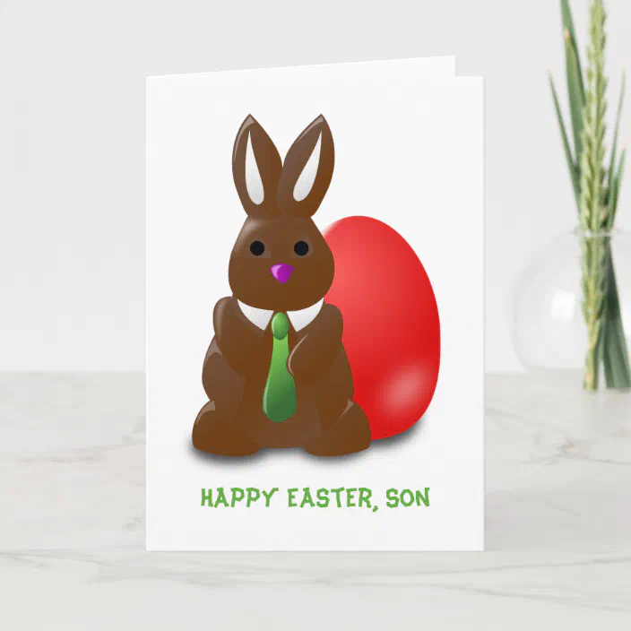 Happy Easter Son Images Chocolate Bunny Happy Easter Son Greeting Card | Zazzle.com