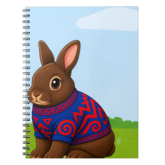 Chocolate Bunny in a patterned sweater Notebook