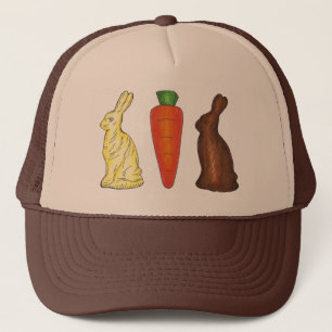 Chocolate Bunny Rabbit Carrot Easter Basket Candy Trucker Hat