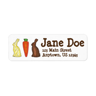 Chocolate Bunny Rabbit Carrot Easter Candy Label