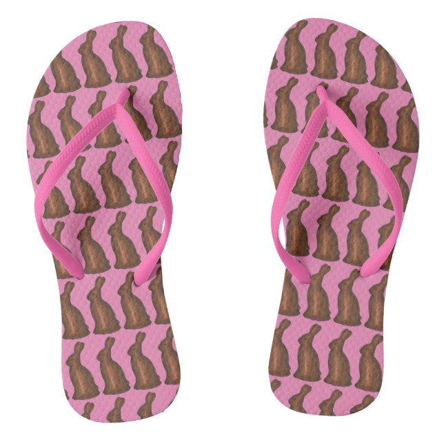 Chocolate Bunny Rabbit Easter Basket Candy Flip Flops (Footbed)